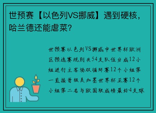 世预赛【以色列VS挪威】遇到硬核，哈兰德还能虐菜？